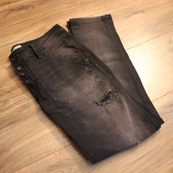 Free People Destroyed Skinny Jeans Black 0 - Picture 11 of 14